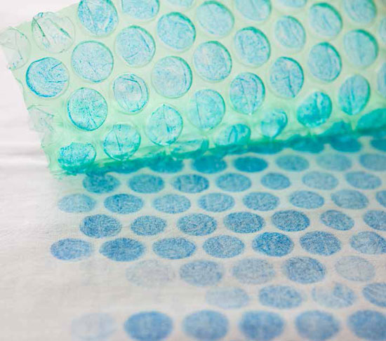 Using ink pads and bubble wrap creates quick, lovely monoprints.